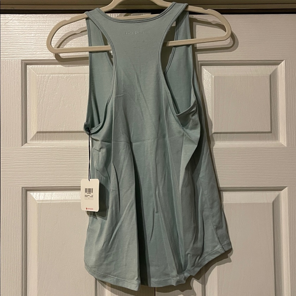 NWT pure bar classic racer back tank in dusty, teal iridescent, med - Picture 3 of 3